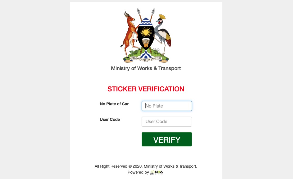 ministry of works car verification system