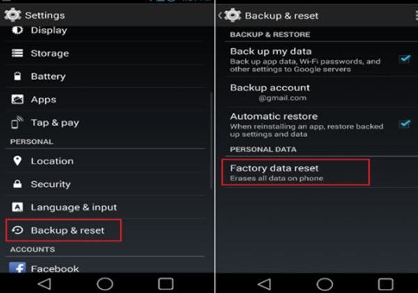 android simple reset