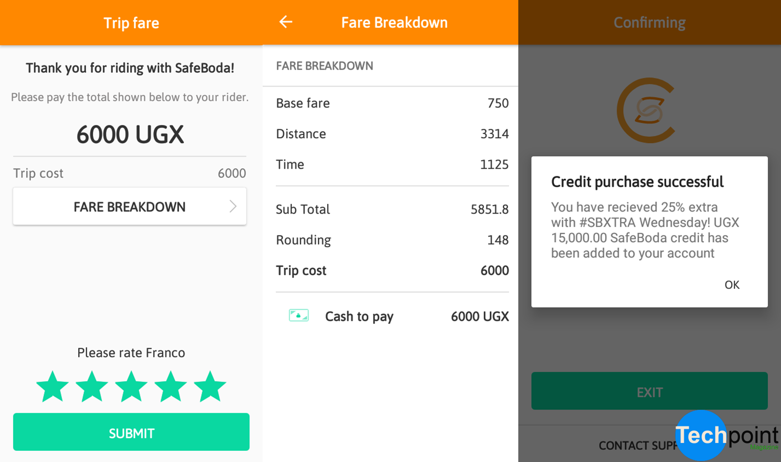 using safeboda cash vs credit