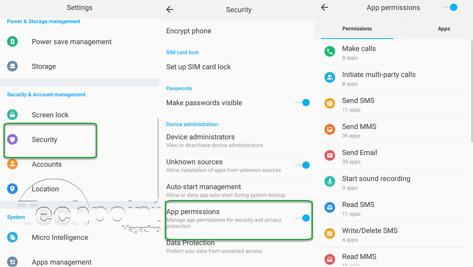 changing android app permissions