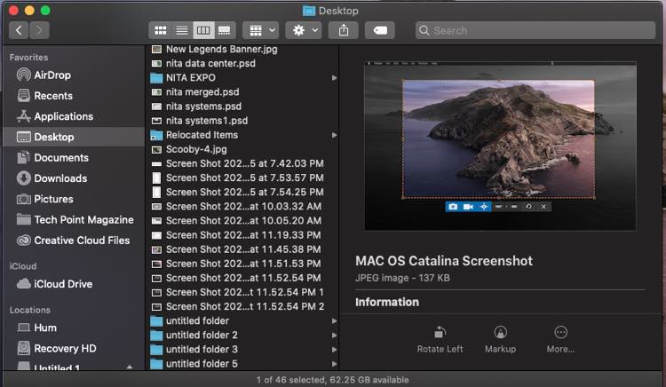 mac os catalina saved screenshots