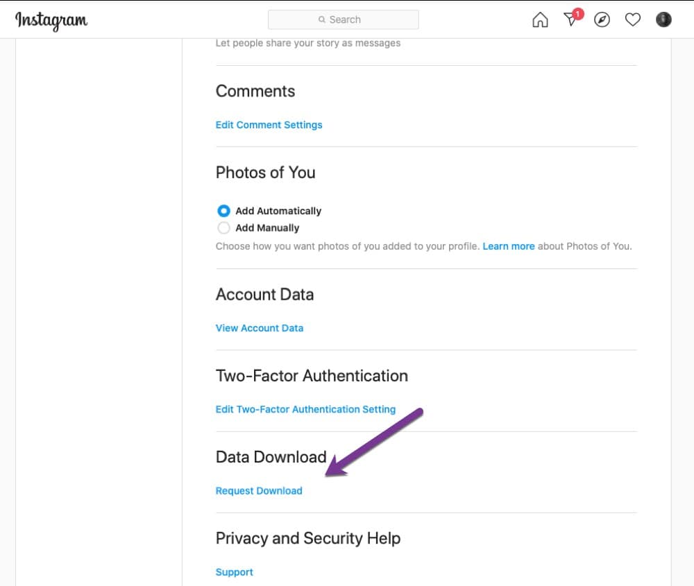 Instagram Data Download