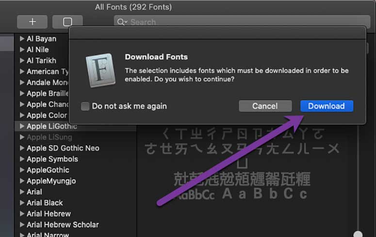 font wont download font book mac