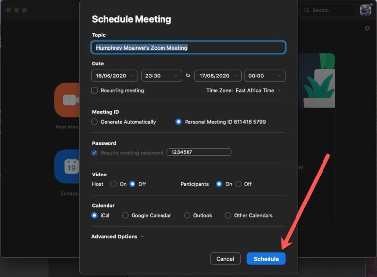 schedule zoom meeting