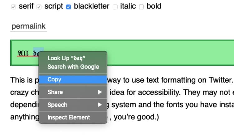 Serif and Script style Tweets