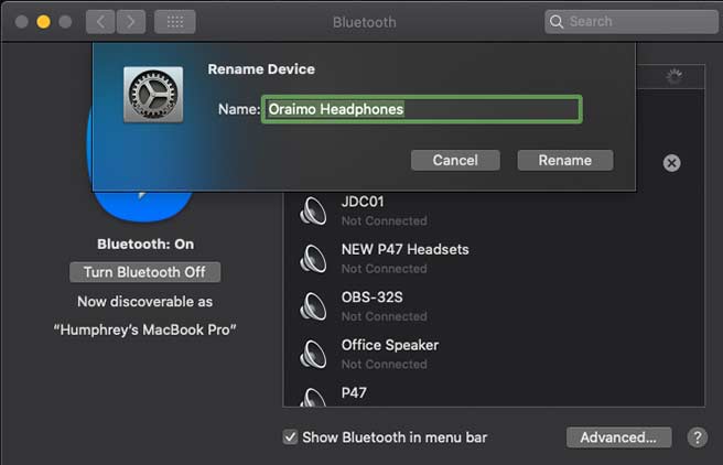 Rename Bluetooth Headphones on Mac