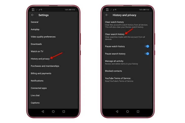 How to clear Youtube watch history on mobile