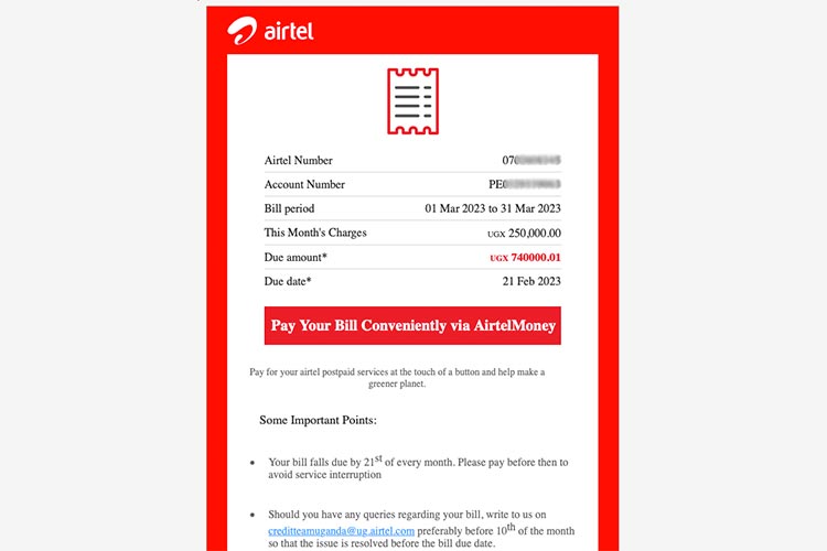 Airtel Xtream-Max Unlimited Internet Bill