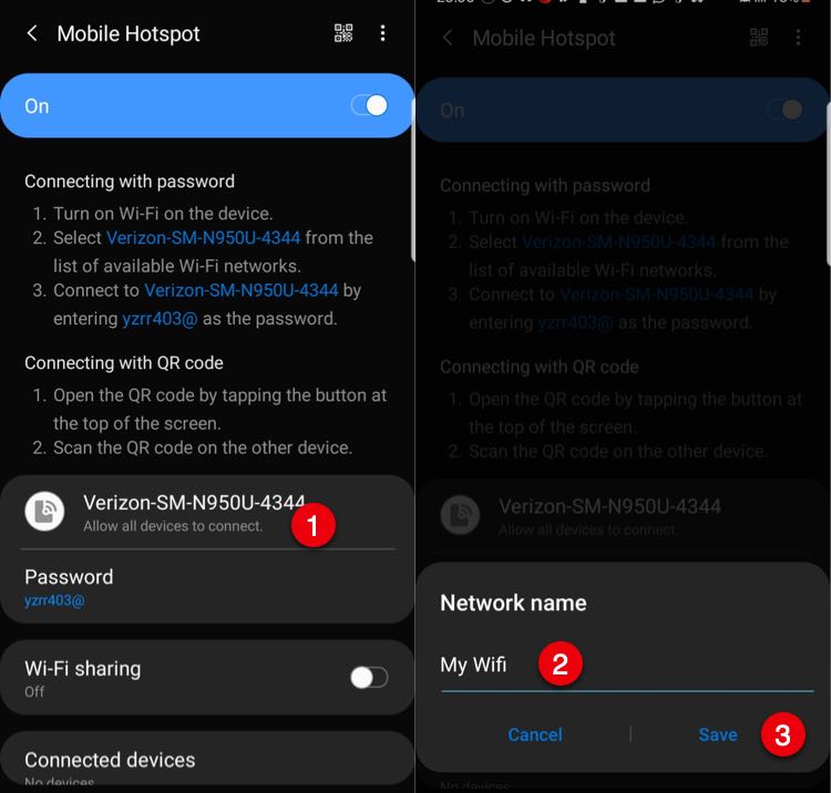 Set mobile hotspot name on android